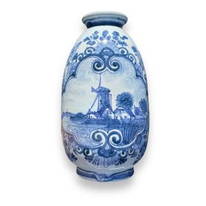 Delft Vase Pansu Décor Au Moulin