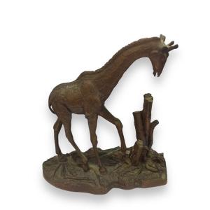 Girafe En Bronze Par Don Polland Pour The Franklin Mint