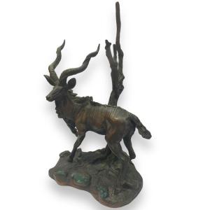 Large Kudu In Bronze By Don Polland For The Franklin Mint