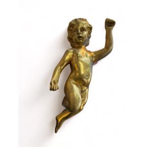 Chérubin Putto En Stuc Doré