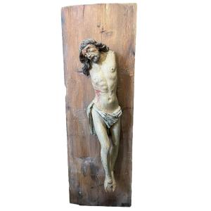 Important Christ En Bois Polychrome XVIeme