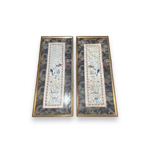 Pair Of 19th Century Chinese Embroideries