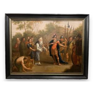 The Meeting Of Abraham And Melchisedeck Large Oil On Canvas 18th Century