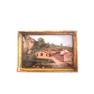 Oil On Panel Houses From The South Of France