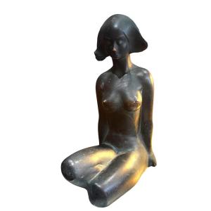 Sculpture femme Arlequine style Art Deco signée MARCO