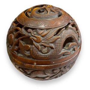 Potpourri Stone Incense Burner Chinese Dragon Pattern