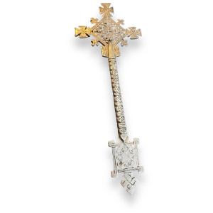 Ethiopian Processional Cross In Silver Bronze