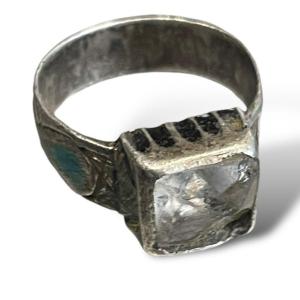 Episcopal Style Silver And Rock Crystal Ring