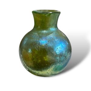 Iridescent Glass Globular Vial Islamic Period