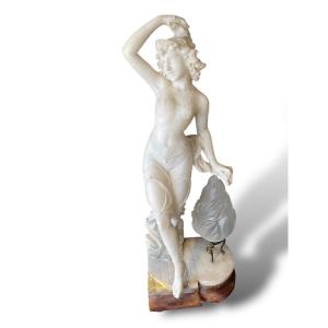 Oriental Dancer In Alabaster, 19th Century Art Nouveau