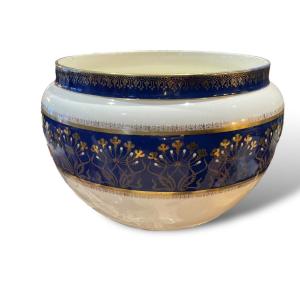 Keller And Guérin Blue And Gold Planter