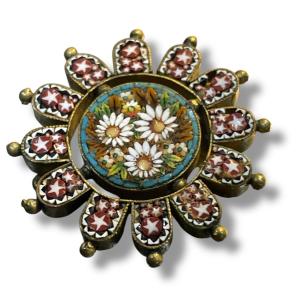 Micromosaic Daisies Brooch