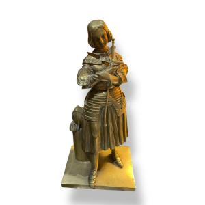 Jeanne d'Arc Sculpture En Bronze Doré XIXeme