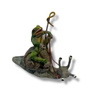 Vienna Bronze Frog On A Snail Cart