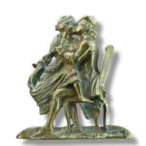 Erotica Couple 18th Century Embracing Bas Relief In Bronze