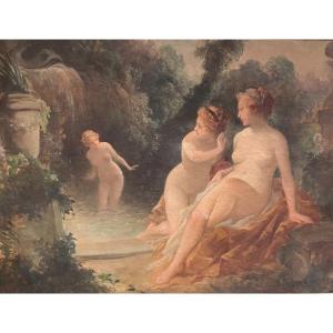 Les Baigneuses Par Hermann Delpech Peintre Bordelais