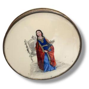 19th Century Candy Box Sainte-marie Holding A Crown