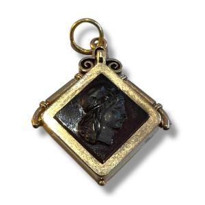 Pendentif XIXeme Victorien Intaille En Agate Porte Photo