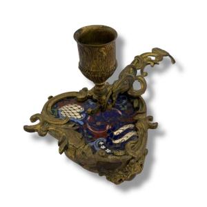 19th Century Cloisonné Enamel Hand Candle Holder