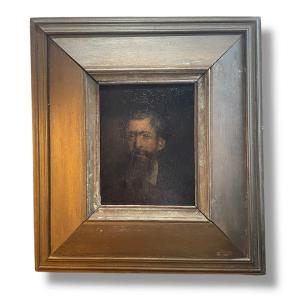 Portrait Of A Man Oil On Rosewood 19th Century