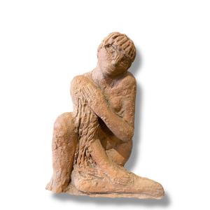 Tamalet Baigneuse Assise En Terre Cuite