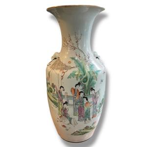 Chine Important Vase Balustre XIX Eme En Porcelaine