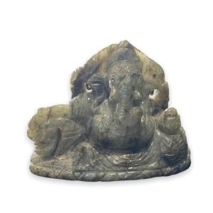 Hard Stone Ganesh - Green Nephrite