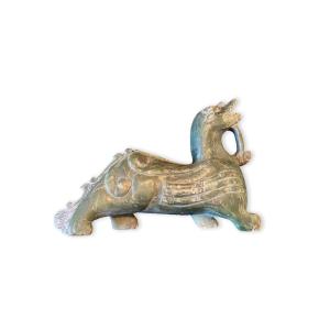 Chinese Dragon In Green Hard Stone