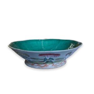 Coupelle En Porcelaine Chinoise Polylobée Fond Celadon Chine XIXeme