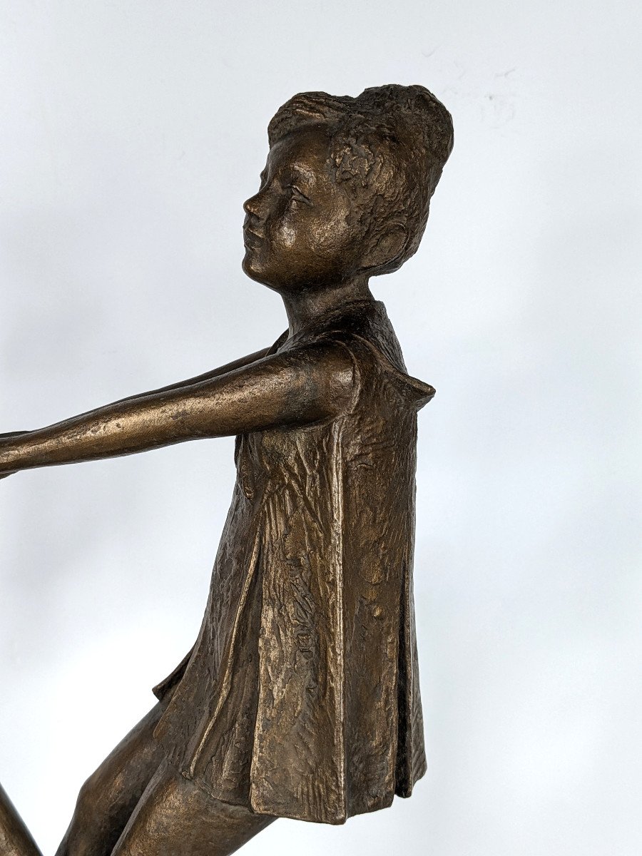 Ronde enfantine - Bronze circa 1980 par M. Miyamoto 1917-2001-photo-4