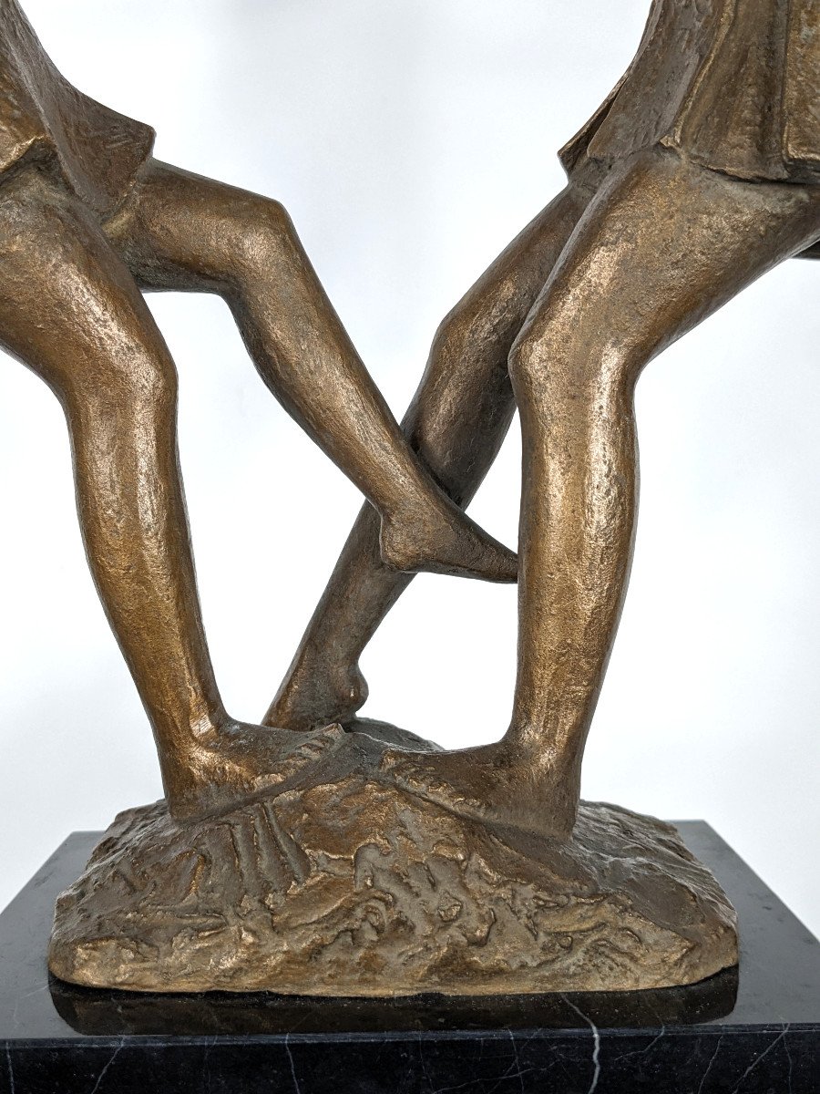 The Childish Round - Bronze Circa 1980 By M. Miyamoto 1917-2001-photo-4