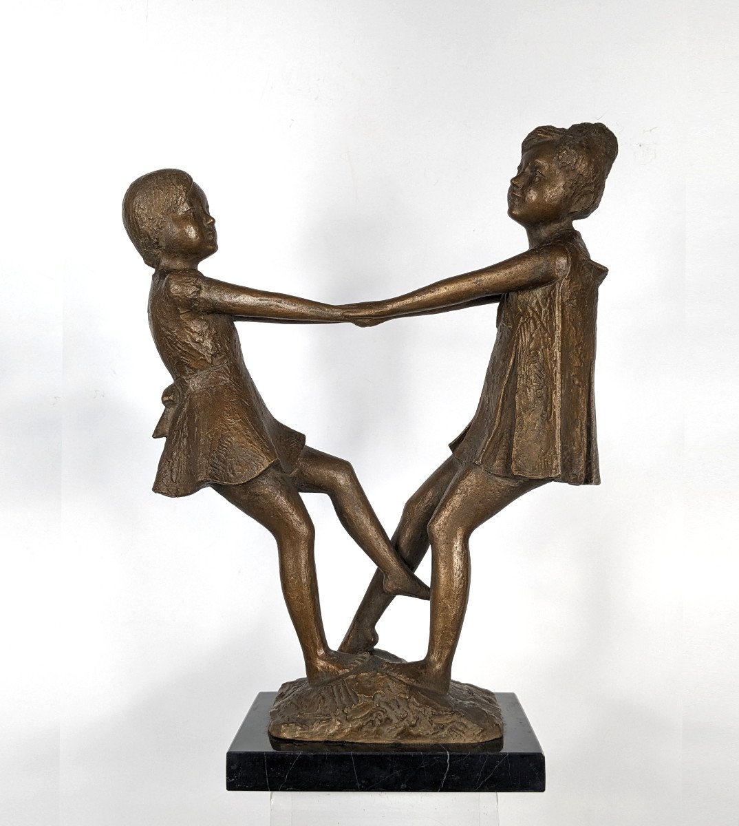 The Childish Round - Bronze Circa 1980 By M. Miyamoto 1917-2001