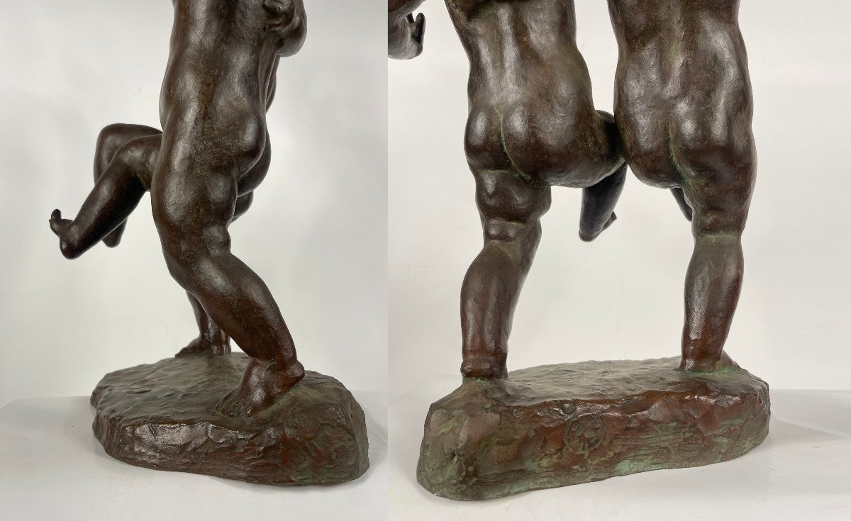 The Twins - Bronze 1930 - 53 Cm - By Ariichi Yamahata-photo-2