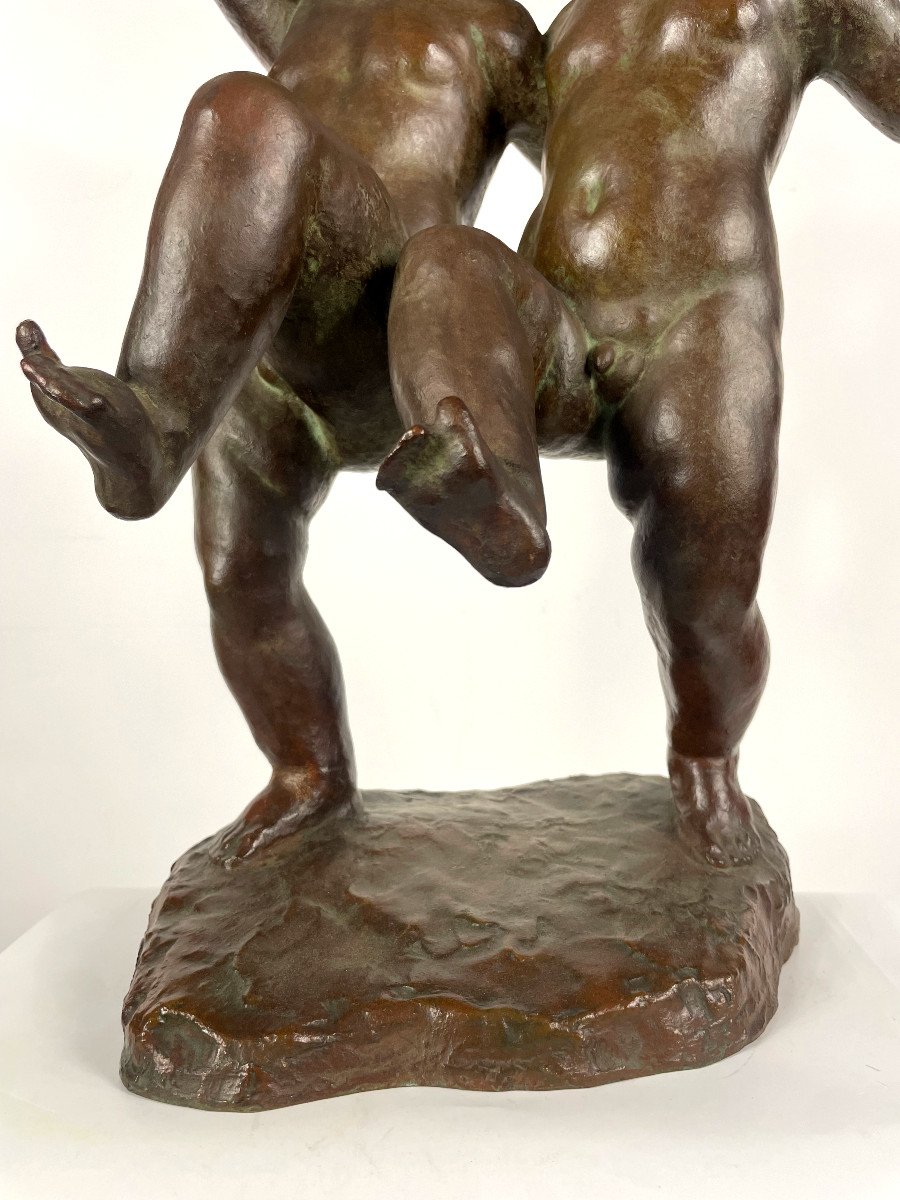 The Twins - Bronze 1930 - 53 Cm - By Ariichi Yamahata-photo-4