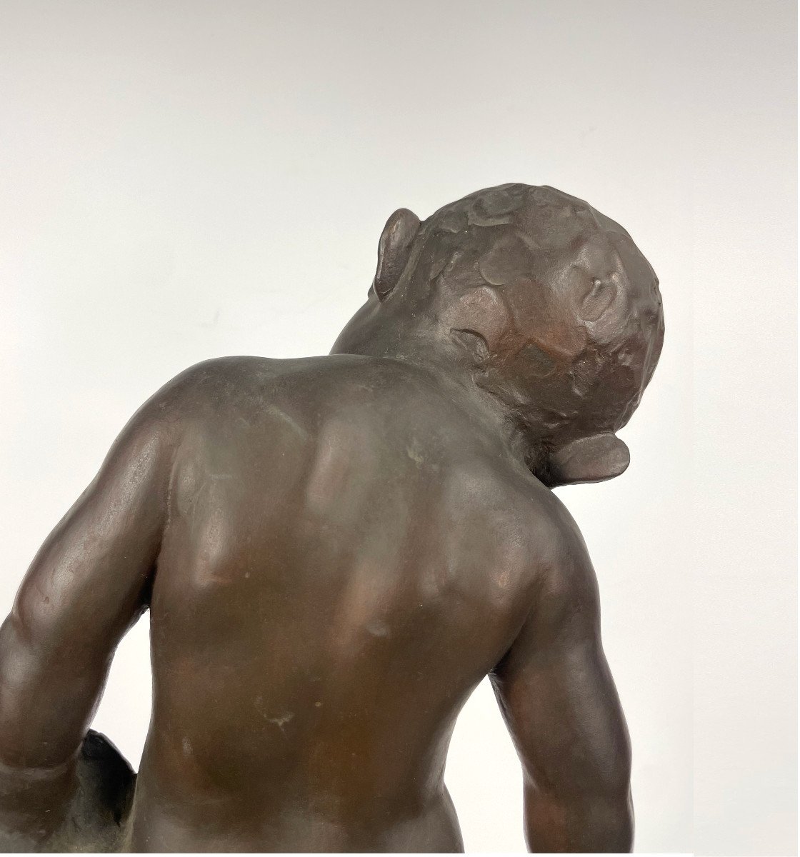 Child Or Small Bacchus With Grapes - Bronze 1930-50 By Uichi Ogura 1881-1962-photo-5