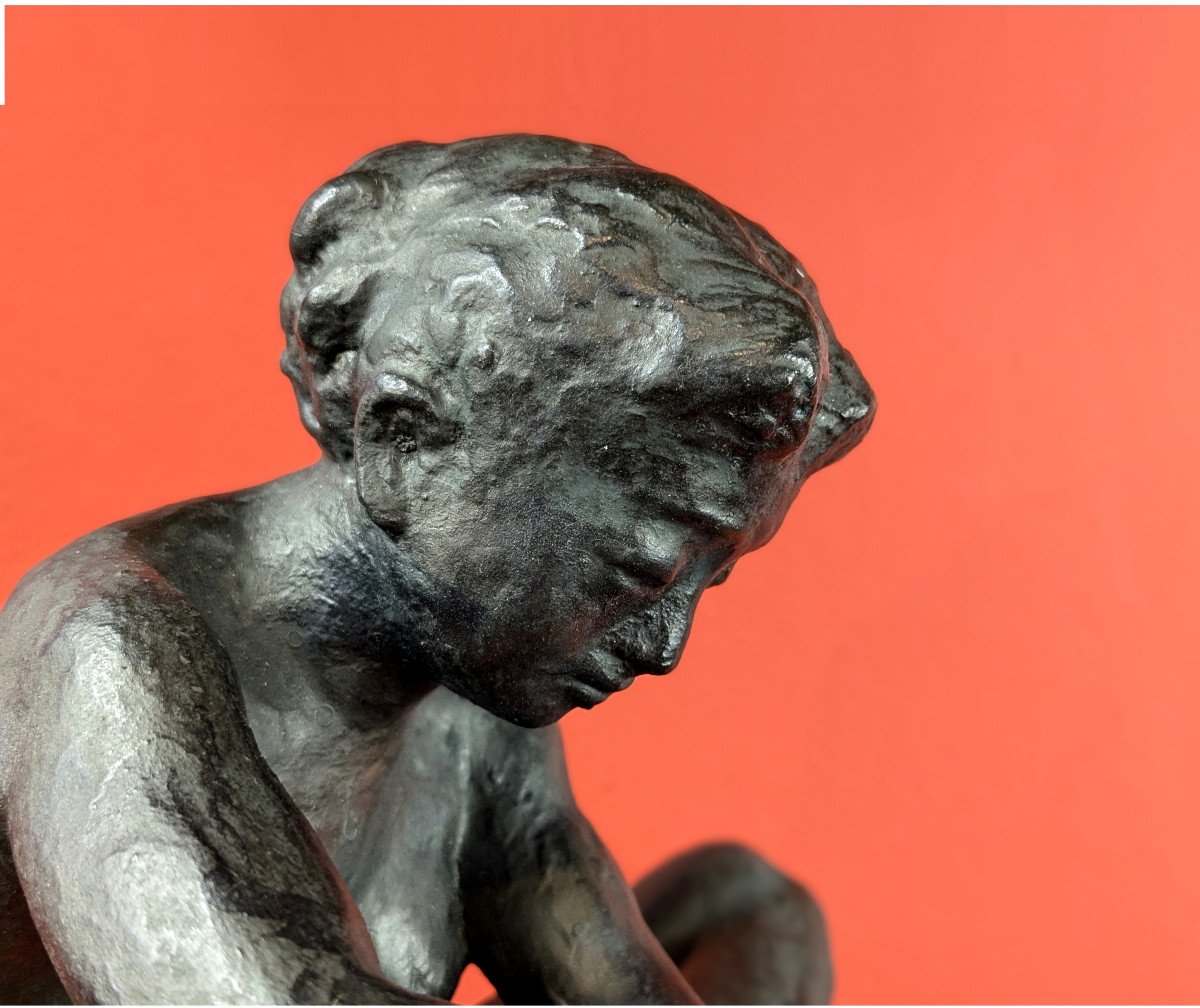 Young Woman Cutting Her Nails - Bronze 1950-70 By Soko Nakano 1898-1985-photo-6