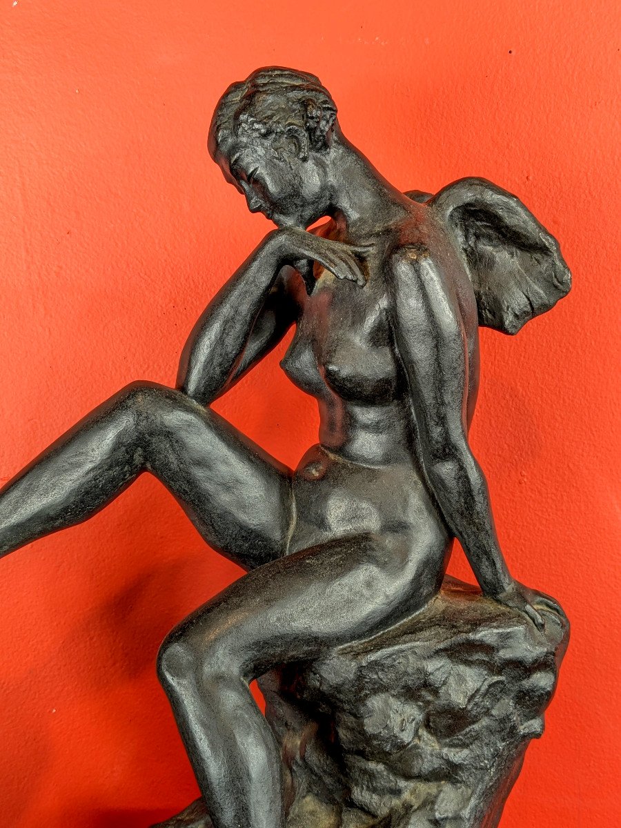 An Angel Woman - Nude Bronze Circa 1960 By Tenkō Fujino 1903 - 1974-photo-2