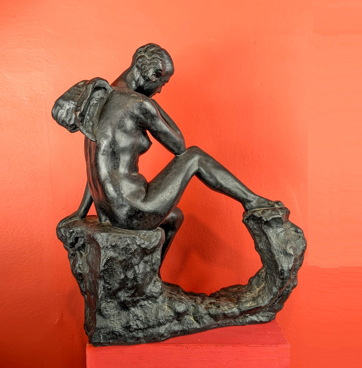 An Angel Woman - Nude Bronze Circa 1960 By Tenkō Fujino 1903 - 1974-photo-2