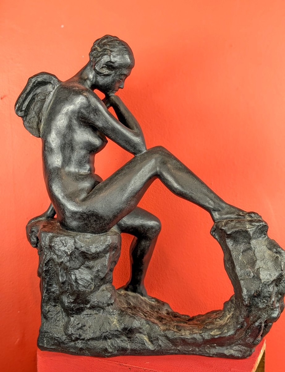 An Angel Woman - Nude Bronze Circa 1960 By Tenkō Fujino 1903 - 1974-photo-3