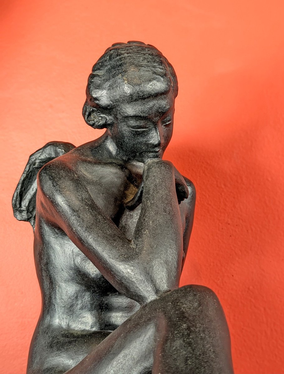 An Angel Woman - Nude Bronze Circa 1960 By Tenkō Fujino 1903 - 1974-photo-6