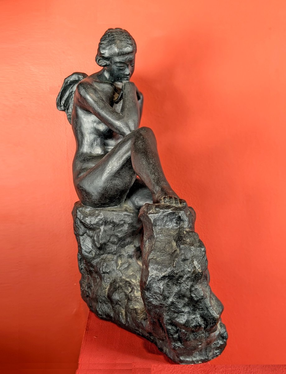 An Angel Woman - Nude Bronze Circa 1960 By Tenkō Fujino 1903 - 1974-photo-7