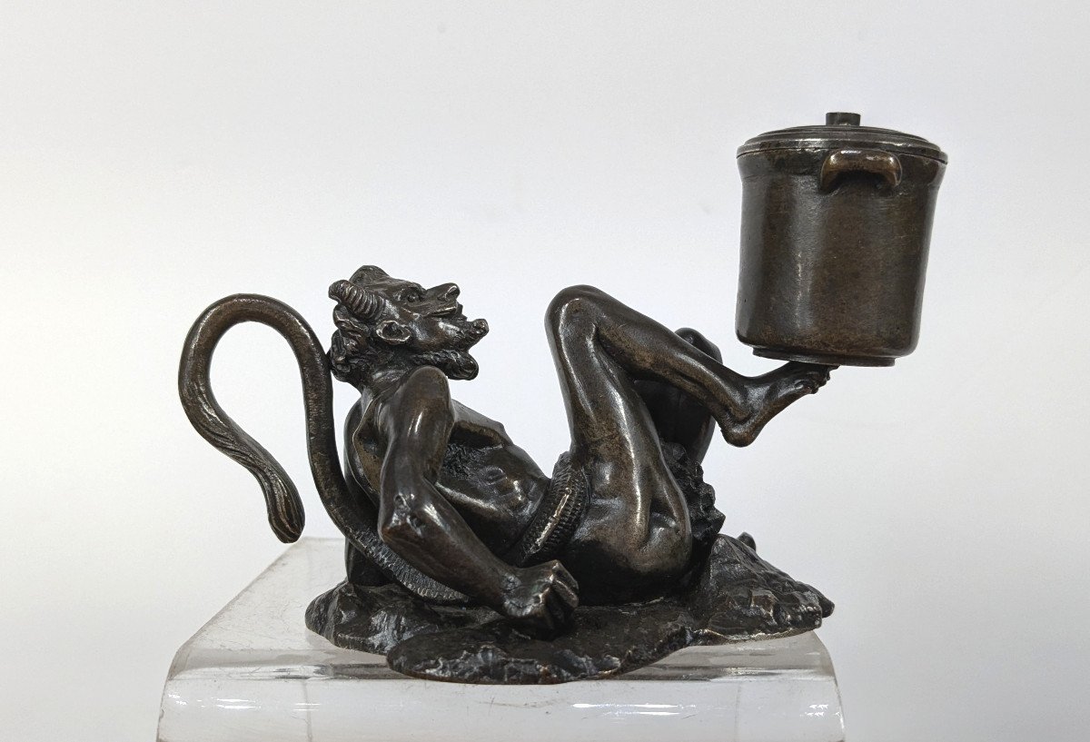 Le diable à la marmite - bronze pyrogéne circa 1850-80-photo-2