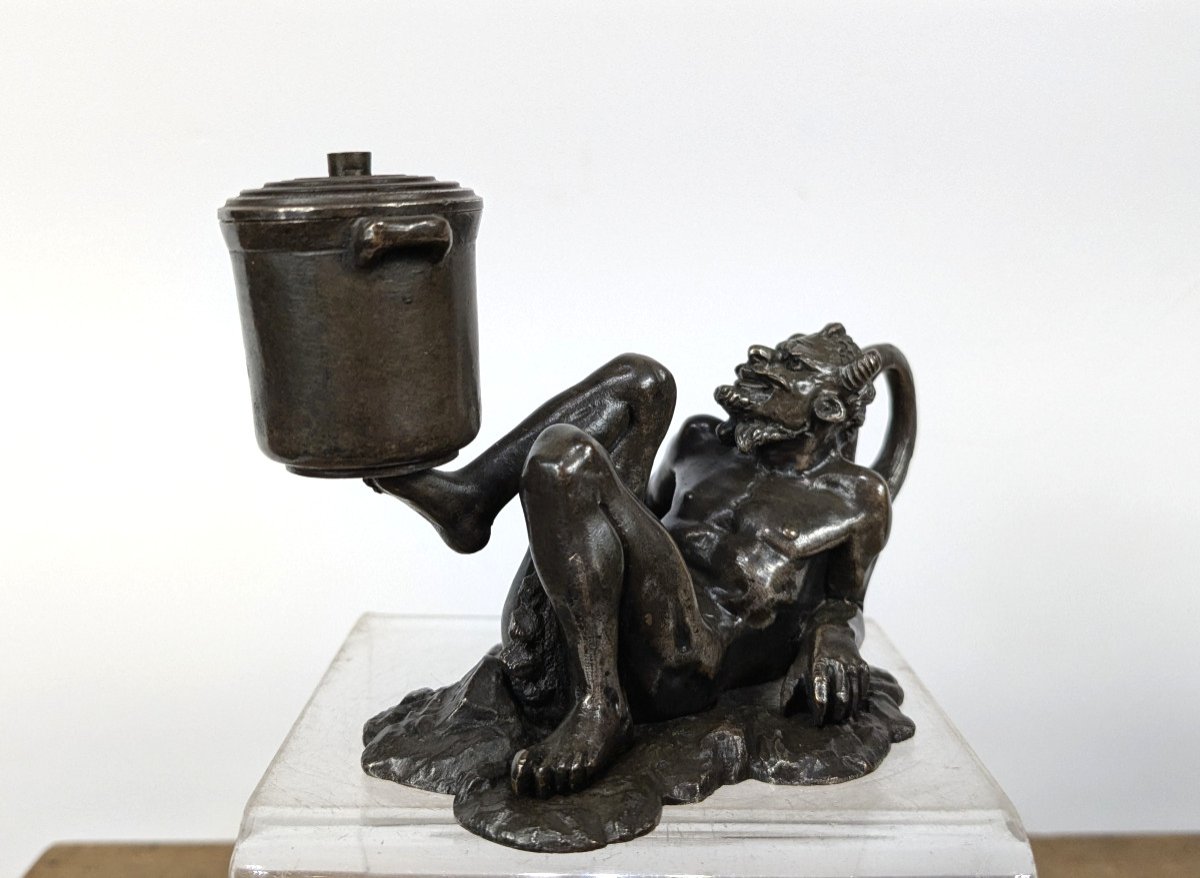 Le diable à la marmite - bronze pyrogéne circa 1850-80-photo-3