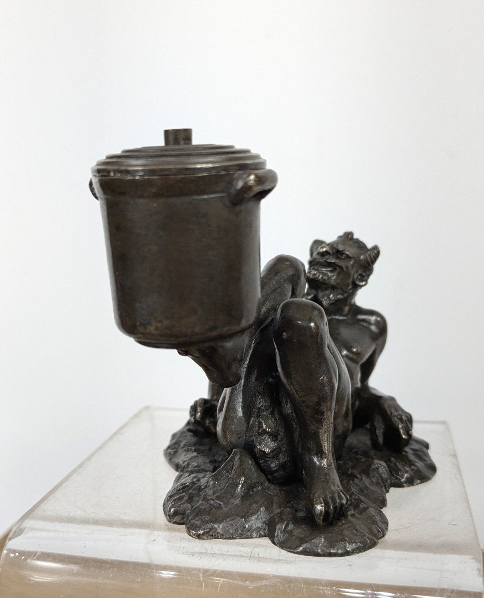 Le diable à la marmite - bronze pyrogéne circa 1850-80-photo-2