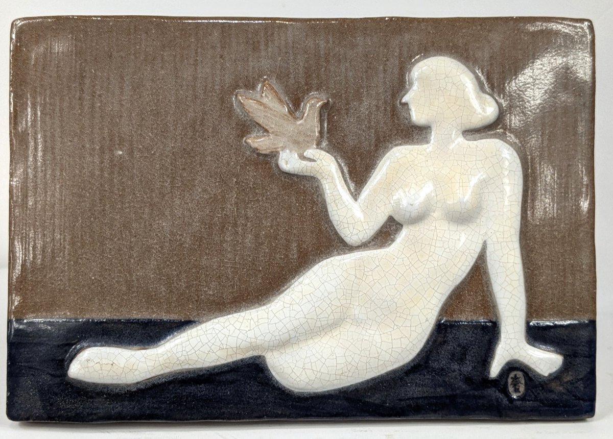 Vintage Female Nude Ceramic Relief 1960-70-photo-2