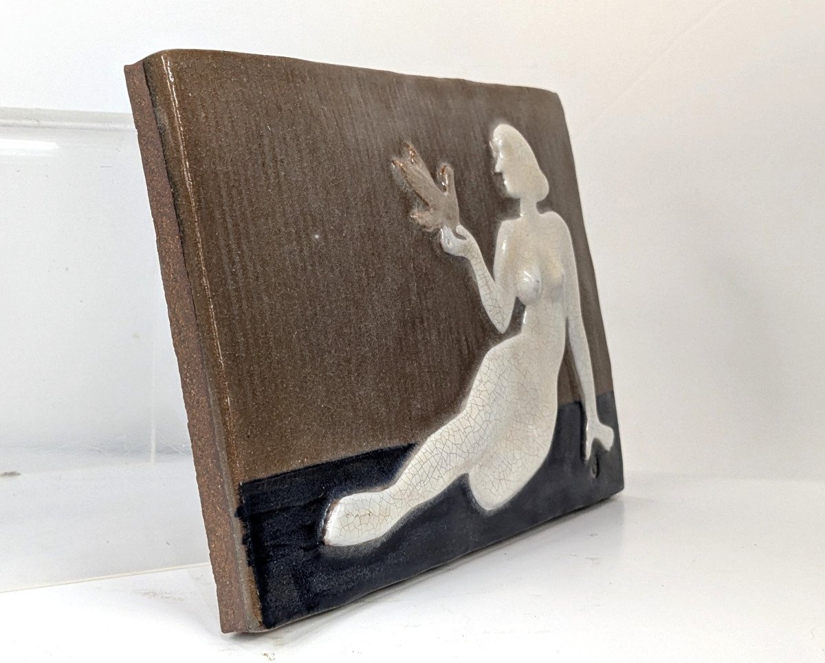 Vintage Female Nude Ceramic Relief 1960-70-photo-1