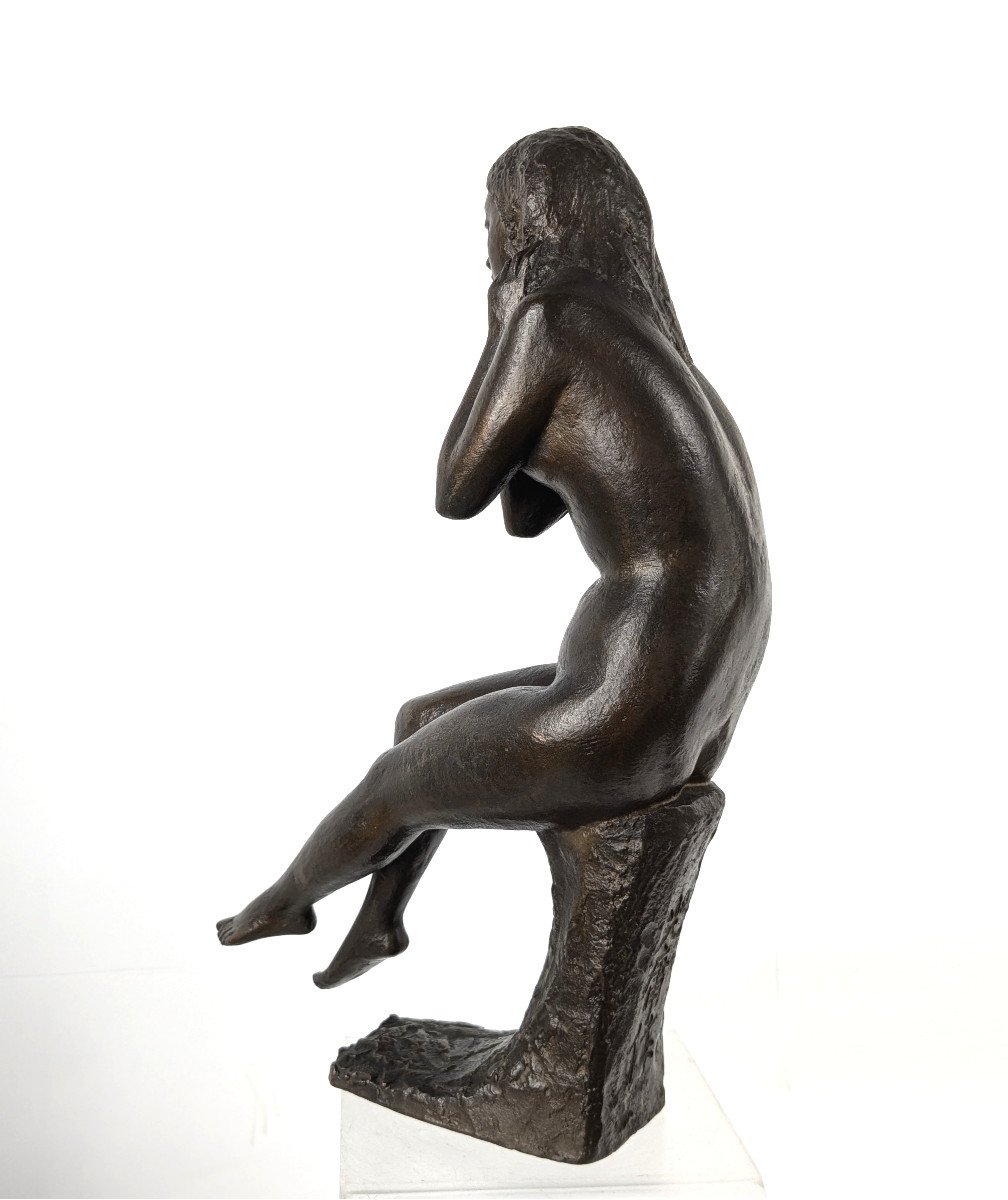 Seated Nude, Bronze Circa 1970 By M. Miyamoto - 1917-2001-photo-2