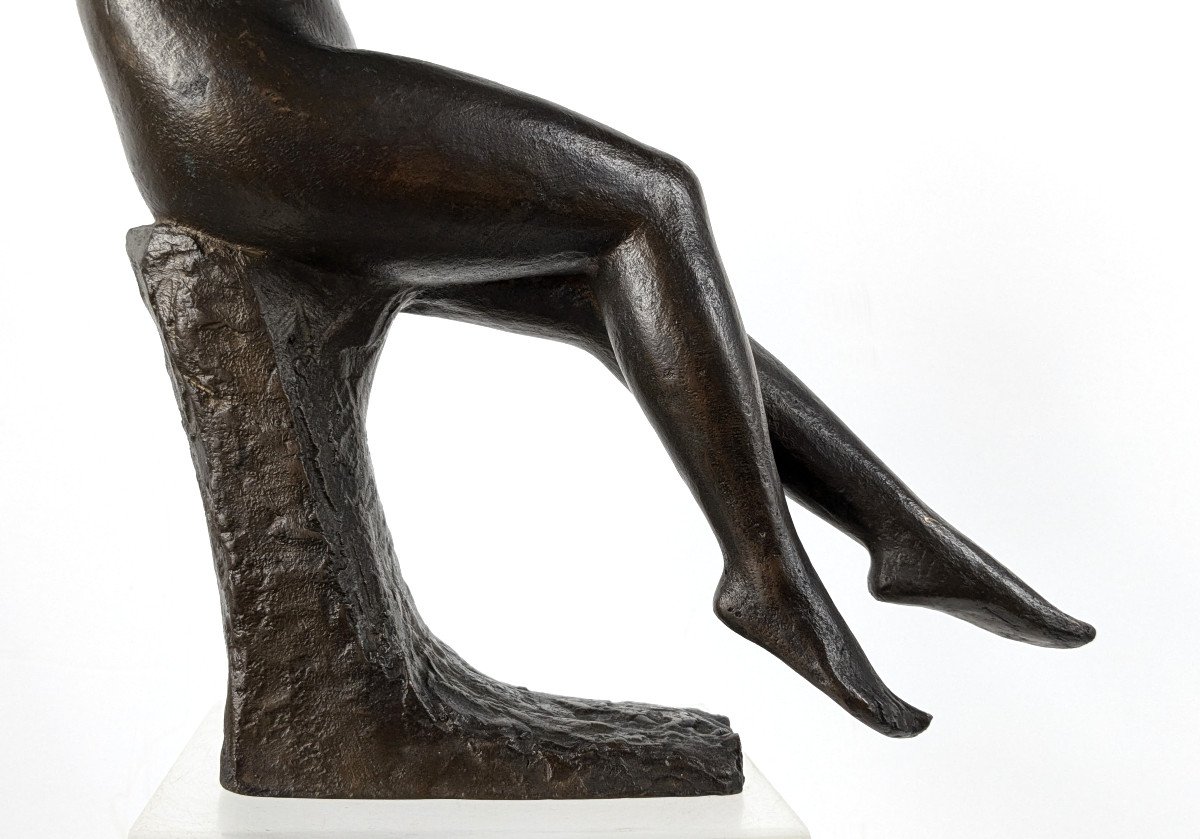 Seated Nude, Bronze Circa 1970 By M. Miyamoto - 1917-2001-photo-7