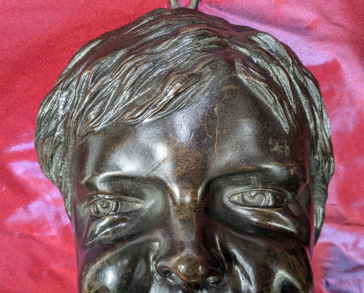 Visage d&#039;enfant rieur - bronze circa 1850-80-photo-1