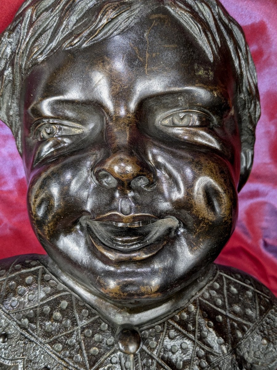 Visage d&#039;enfant rieur - bronze circa 1850-80-photo-2